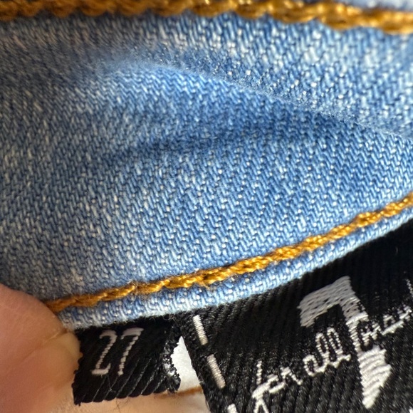 7 For All Mankind Blue Jean Mid Roll Shorts Frayed Hem SKU 0044 - Picture 8 of 12